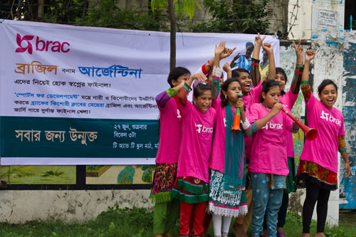 The adolescent clubs provide safe spaces for girls where they can socialise. Due to restrictions in mobility, girls are often kept within the domestic sphere. Through the clubs, these girls have bonded and hence they are present in the event to cheer for their friends and their respective favourite teams.