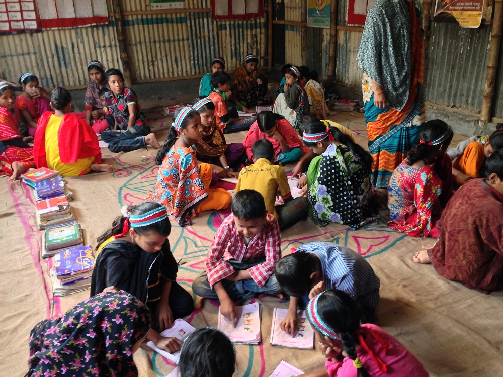 In session at a BRAC Primary School in the Korail slum of Dhaka, Bangladesh.