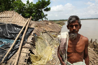 A cyclone victim in Chakaria, Cox's Bazaar, who lost his house in the flood water.