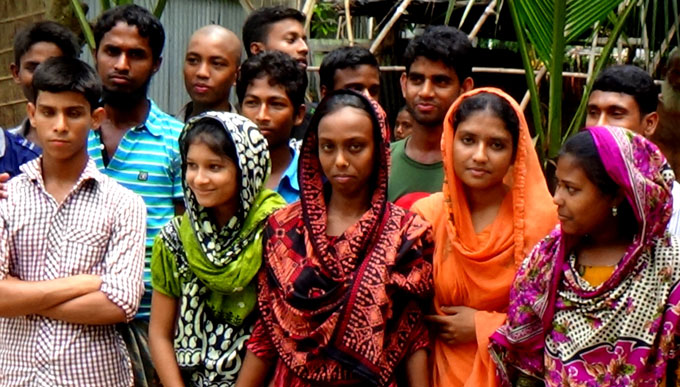 Members of an adolescent and youth committee in Pabna.