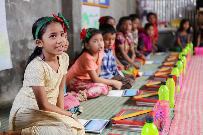Children in BRAC's primary school in Korail slum, Dhaka.