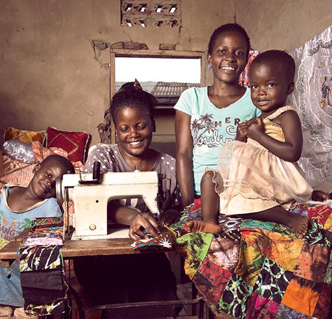 Jessica, 30, and Elizabeth Nawkumba, 20, have a fledgling textiles business in the Kisaasi neighborhood in Kampala, Uganda. Stephan Gladieu/World Bank